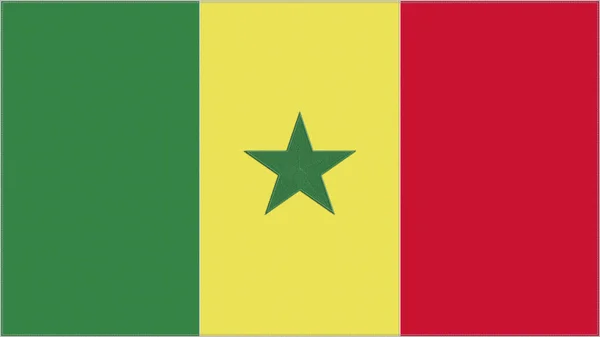 Senegal Broderi Flagga Senegalesiska Emblem Sytt Tyg Broderad Vapensköld Land — Stockfoto