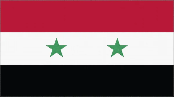 Suriye Nakış Bayrağı Suriye Amblemi Dikilmiş Kumaş Nakışlı Arma Ülke — Stok fotoğraf
