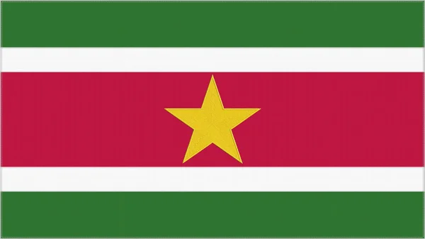 Drapeau Broderie Suriname Emblème Surinamais Tissu Cousu Armoiries Brodées Pays — Photo