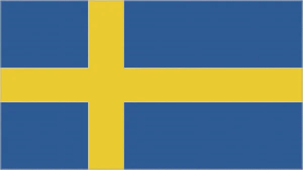 スウェーデンの刺繍旗 スウェーデンのエンブレムステッチ生地 紋章が刺繍されている 国のシンボルテキスタイルの背景 — ストック写真