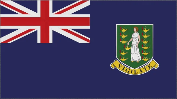 Флаг Британских Виргинских Островов Ткань Эмблемой Вышитый Герб Текстильный Фон — стоковое фото