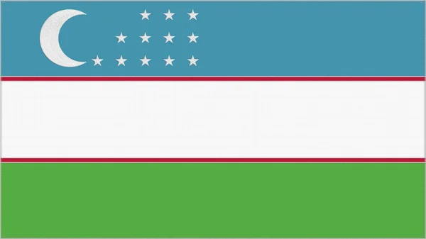 Üzbegisztáni Hímzési Zászló Uzbek Embléma Hímzett Szövet Hímzett Címer Ország — Stock Fotó