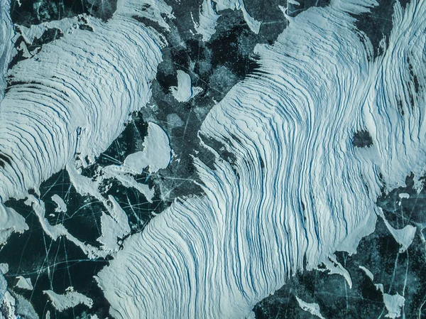 Texturas Curvas Nieve Desde Vista Aérea — Foto de Stock