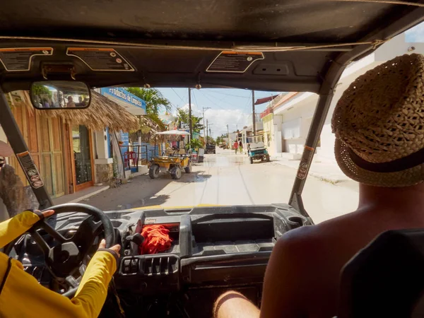 Intérieur Une Voiturette Golf Faisant Tourisme Sur Île Holbox — Photo