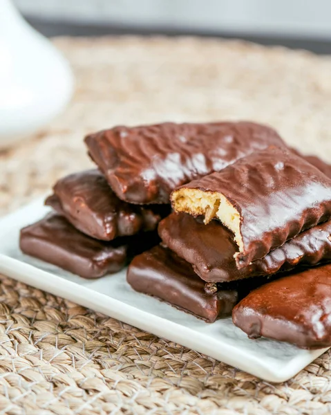 Biscotti Cioccolato Sfondo Chiaro — Foto Stock