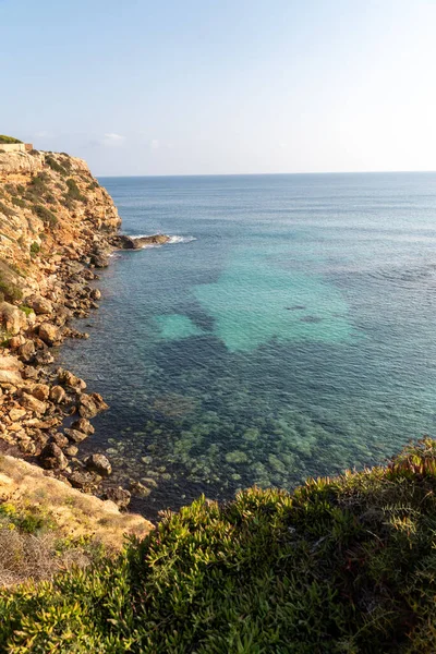 Piękna Cala Baster Wyspie Formentera Balearach Hiszpanii — Zdjęcie stockowe