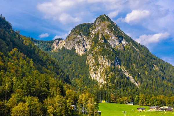Góry Alp Pokryte Lasem Schoenau Koenigssee Konigsee Park Narodowy Berchtesgaden — Zdjęcie stockowe