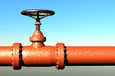 Paslı gaz borusu tıpası. 3B Görüntü