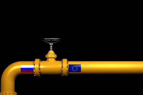 Газопровод Флагами России Европы Моделирование — стоковое фото