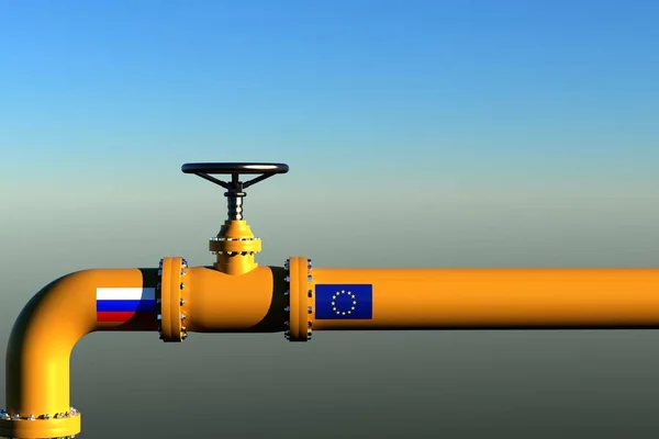 Gas Pipe Russia Europe Flags Illustration — 스톡 사진