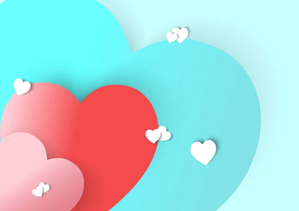 Valentine Multicolor Hearts Red Pink Blue Blue Background — Photo