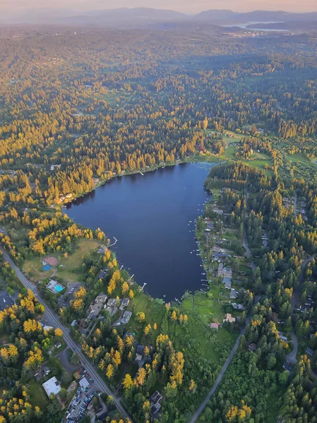 Vista Aérea Lago Floresta Área Seattle — Fotografia de Stock