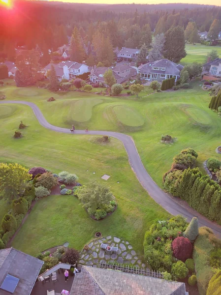 Seattle Ormanındaki Golf Sahasının Havadan Görünüşü — Stok fotoğraf