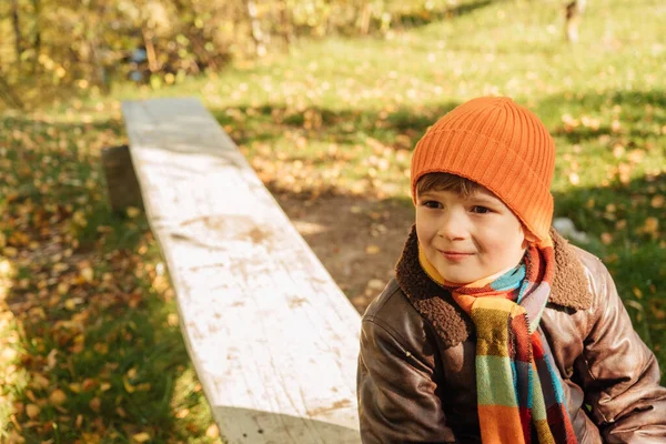 Autumn Portrait Years Old Boy — Φωτογραφία Αρχείου