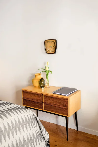 Interior Modern Living Room Vase Flower Clock — Stok Foto