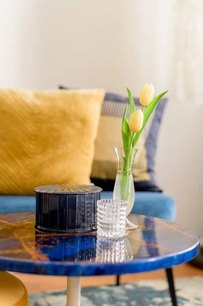 Close Shot Flower Vase Modern Living Room Interi — Fotografia de Stock