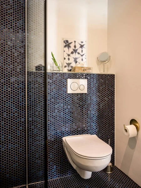Interior Modern Bathroom Blue — Zdjęcie stockowe