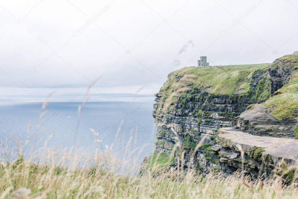 A view of O'Brien Tower at the Cliffs of Moher in Ireland