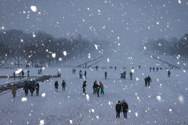 Winter Snowfall National Mall Washington — 图库照片