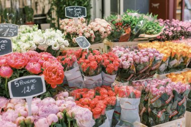 Colorful flower market in Paris, France