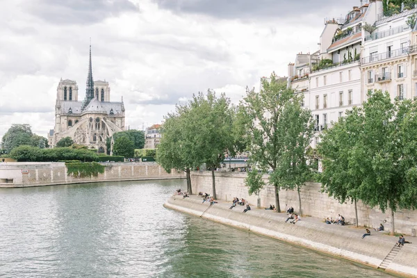 View Notre Dame Cathedral Seine River Paris France — Foto Stock