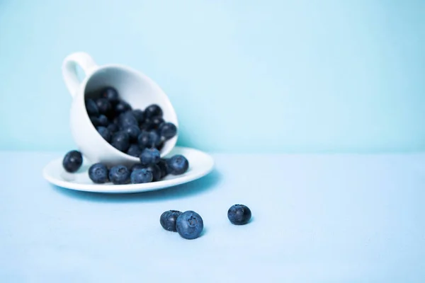 Blueberries Fell Table Mug Blue Background —  Fotos de Stock