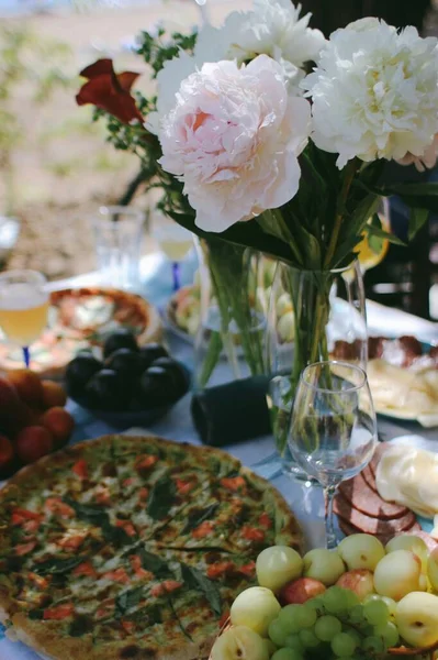 Picnic Flowers Pizza — Foto Stock