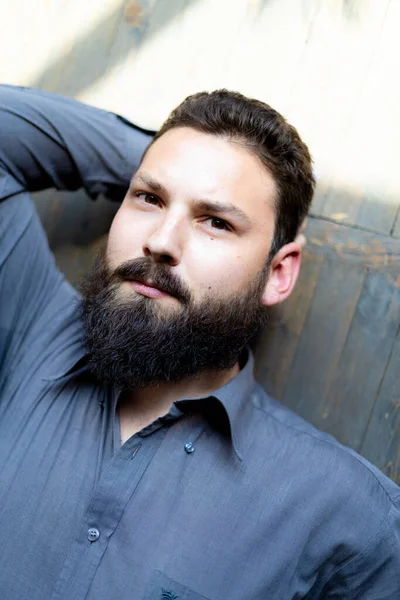 Portrait Attractive Young Man Beard — Zdjęcie stockowe