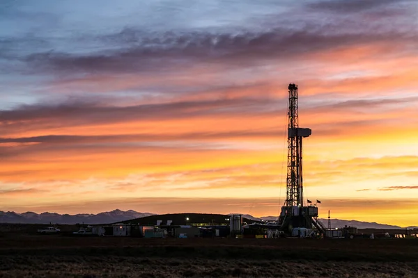 Drilling Rig Wamsutter Wyoming Sunset — Foto Stock