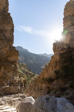 Sun shining through Guadalupe Mountains National Park