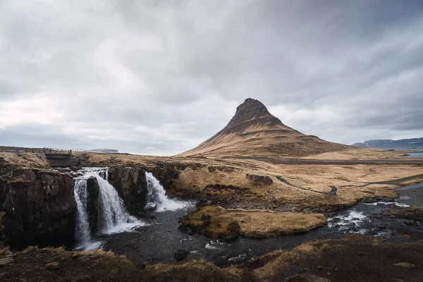 Mountain Waterfall Kirkjufell — Stock Fotó