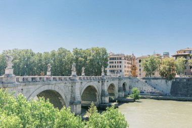 The Ponte Sant'Angelo bridge in Rome, Italy on sunny day