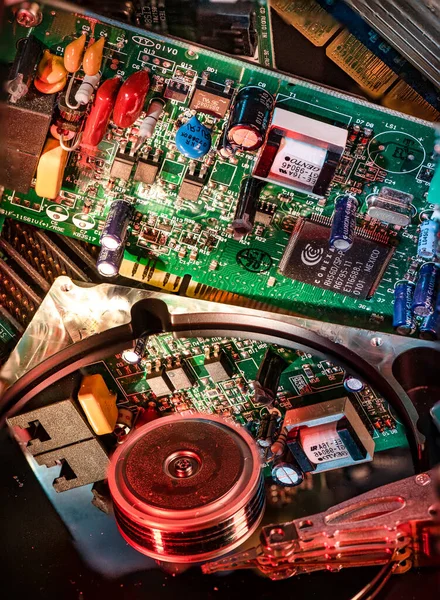 Close up of old computer parts