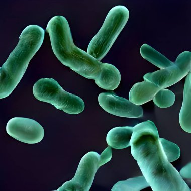 Microscopic view of bacteria. 3d illustration