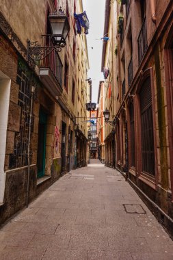 Street view from the historic old town of Bilbao, Spain.