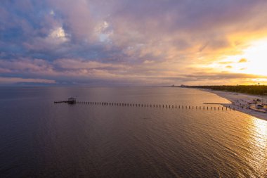 The Biloxi, Mississippi waterfront at sunset