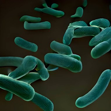 Microscopic view of bacteria. 3d illustration