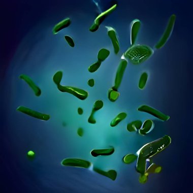 Microscopic view of bacteria. 3d illustration