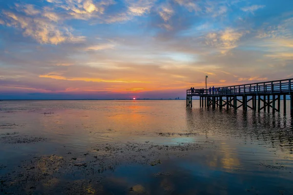 Pier Sunset Mobile Bay — Stock Photo, Image