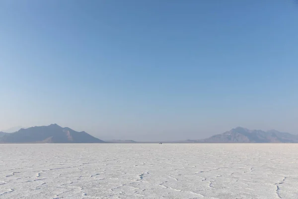 Crust of salt landscape on Bonneville Salt Flats in Utah