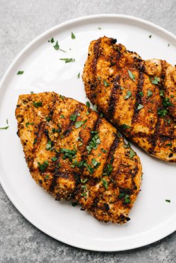 Grilled Blackened Chicken Breasts Overhead
