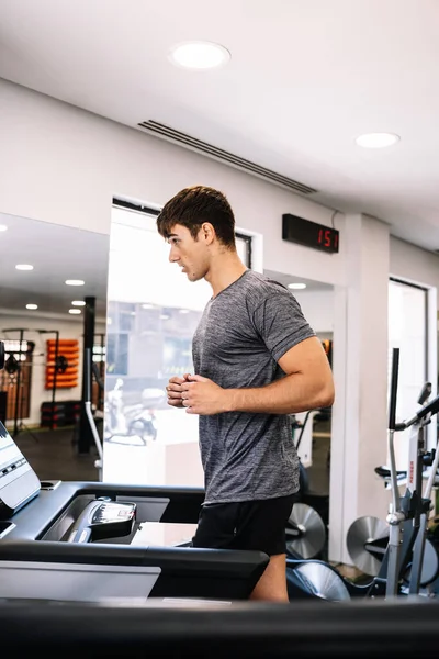 Determined Athlete Running Treadmill — Stockfoto