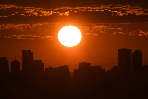 Denver Skyline Sunrise — Stockfoto