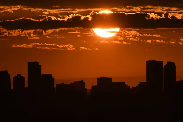 Denver Skyline Sunrise — Stockfoto