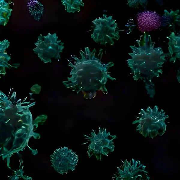 Коронавірус Вірус Плаває Фоні Клітинного Середовища — стокове фото