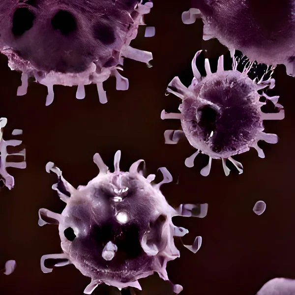 Flu or HIV coronavirus floating in fluid microscopic view, infection
