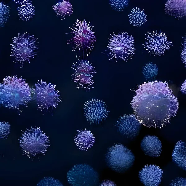 Flu or HIV coronavirus floating in fluid microscopic view, infection