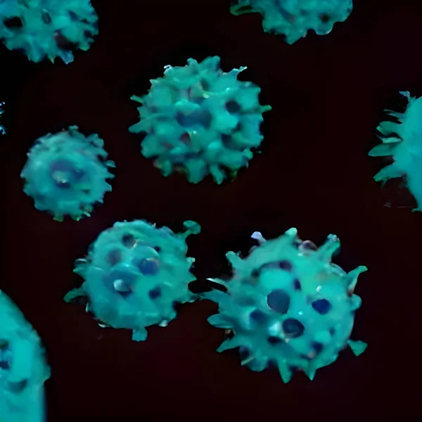 Flu or HIV coronavirus floating in fluid microscopic view, infection