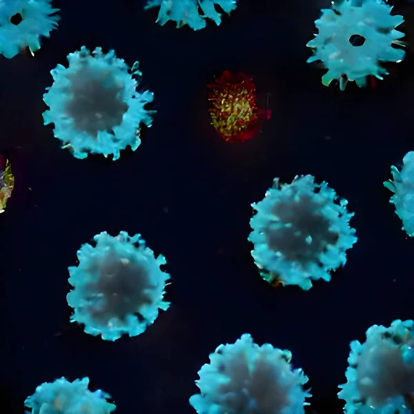 Flu or HIV coronavirus floating in fluid microscopic view, infection