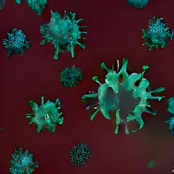 Flu or HIV coronavirus floating in fluid microscopic view, infection